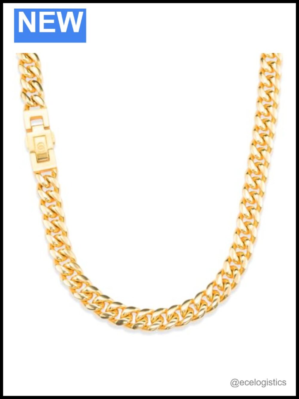 18K Gold Over 304 Stainless Steel Cuban Chain Necklace 12mm Curb Link Unisex